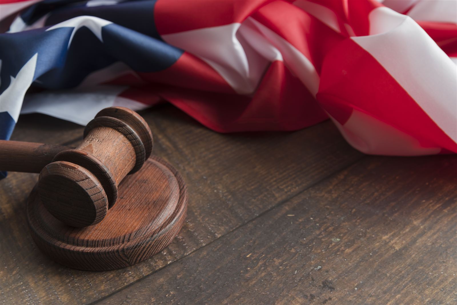 Gavel in front of an American flag